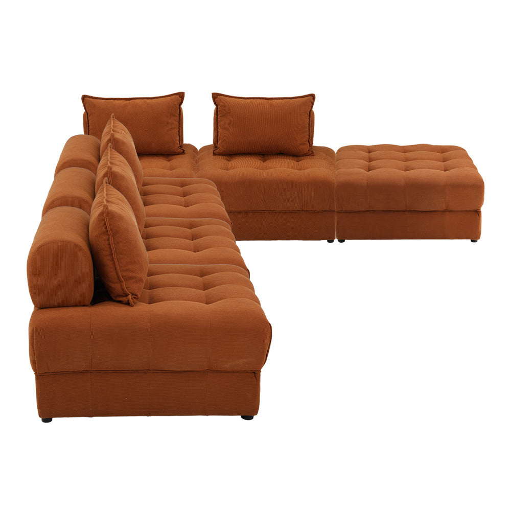 Valore Velvet Braune Modular Sofa Lounge Set | Adjustable Armless Velvet Fabric Brown Sofa Modular Lounge
