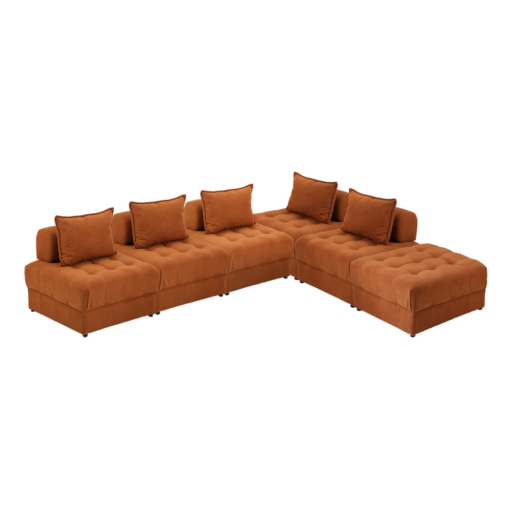 Valore Velvet Braune Modular Sofa Lounge Set | Adjustable Armless Velvet Fabric Brown Sofa Modular Lounge