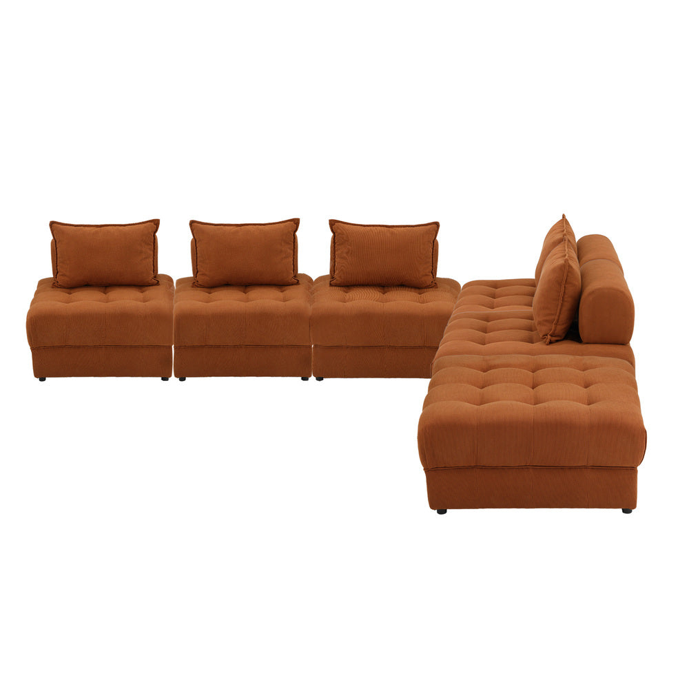 Valore Velvet Braune Modular Sofa Lounge Set | Adjustable Armless Velvet Fabric Brown Sofa Modular Lounge