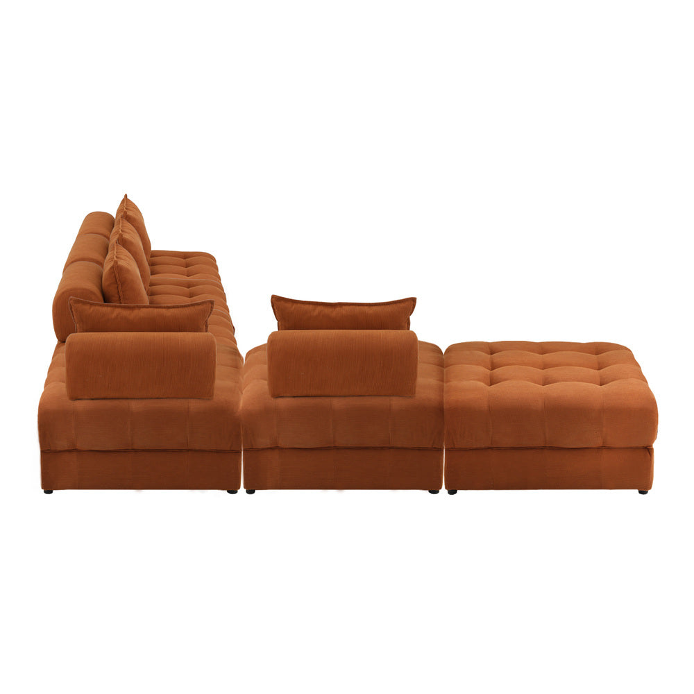 Valore Velvet Braune Modular Sofa Lounge Set | Adjustable Armless Velvet Fabric Brown Sofa Modular Lounge