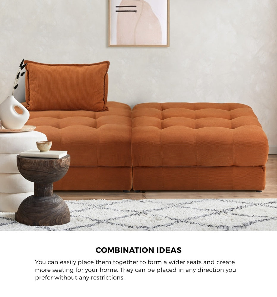 Valore Velvet Braune Modular Sofa Lounge Set | Adjustable Armless Velvet Fabric Brown Sofa Modular Lounge