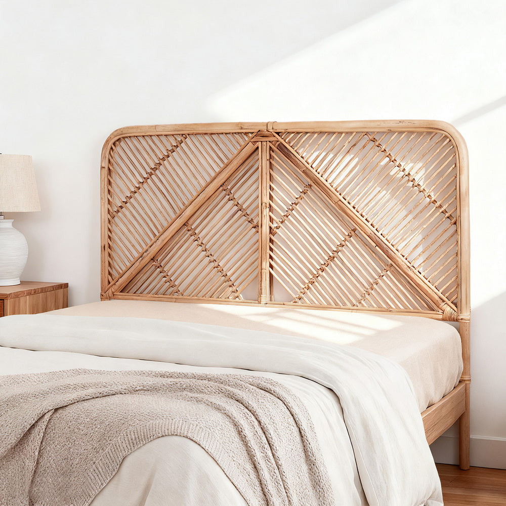 Astano Rattan Bed Frame Headboard | Modern Wooden Sturdy Bed Head