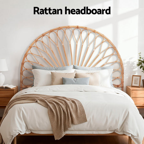 Dreamweaver Rattan Bed Frame Headboard | Modern Wooden Sturdy Bed Head