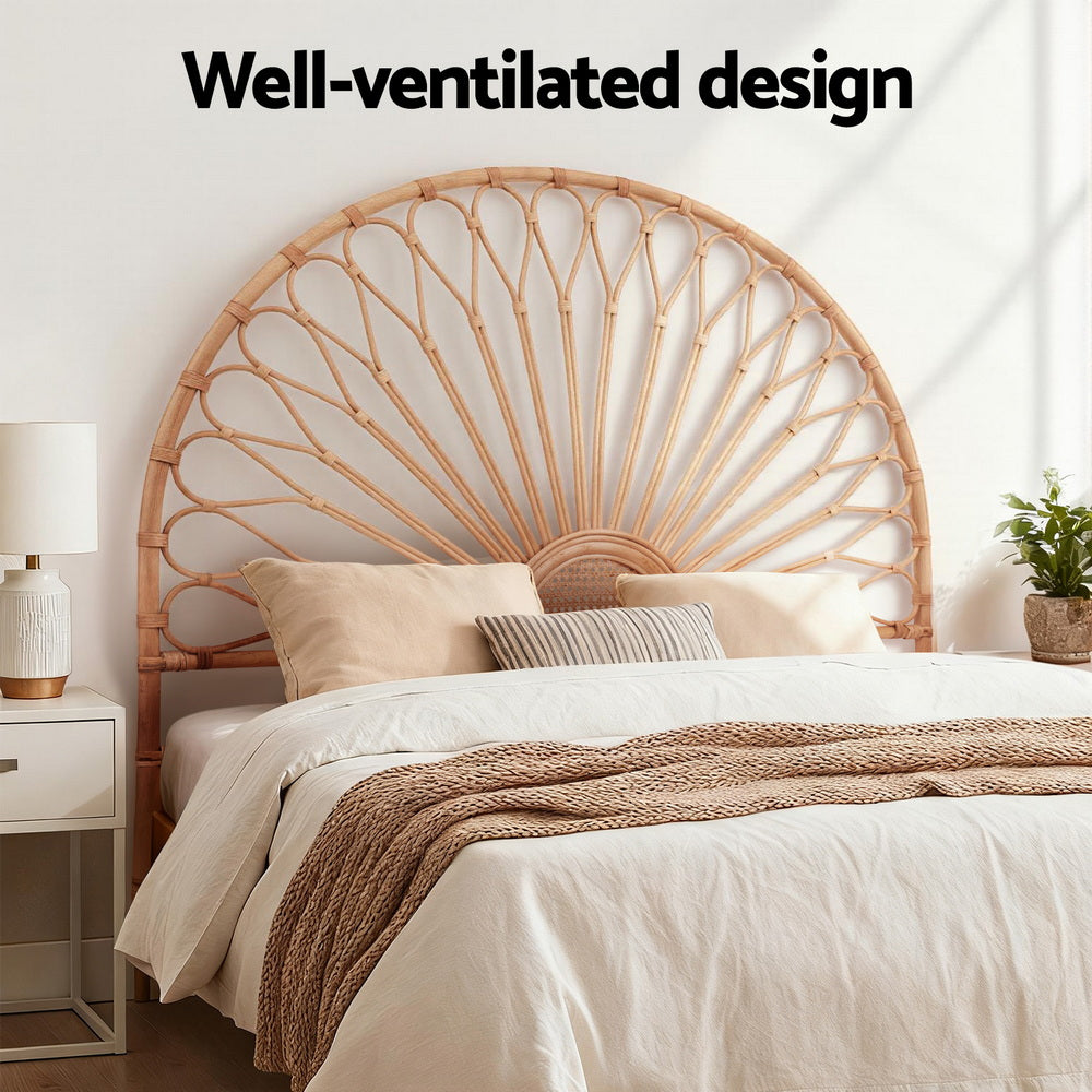 Dreamweaver Rattan Bed Frame Headboard | Modern Wooden Sturdy Bed Head