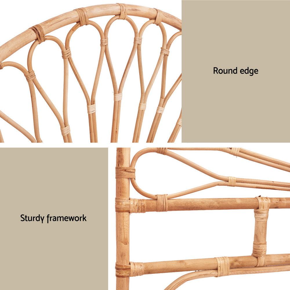 Dreamweaver Rattan Bed Frame Headboard | Modern Wooden Sturdy Bed Head