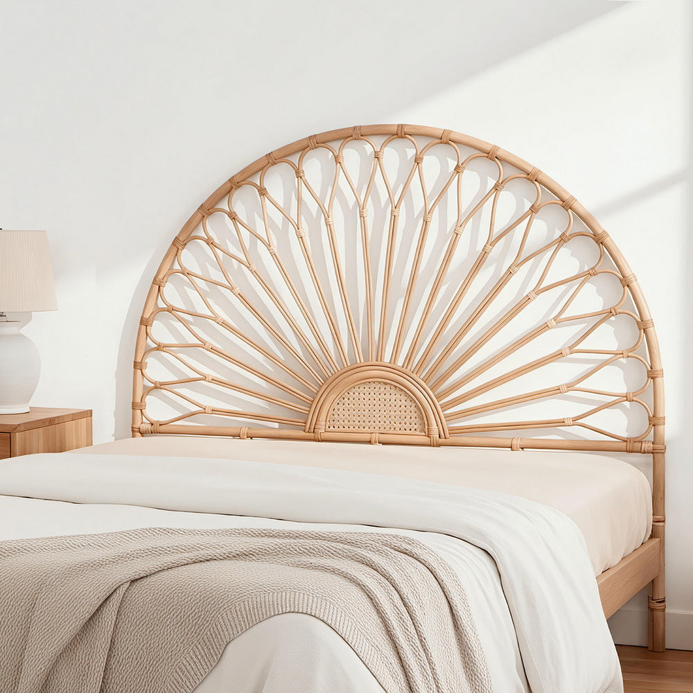 Dreamweaver Rattan Bed Frame Headboard | Modern Wooden Sturdy Bed Head
