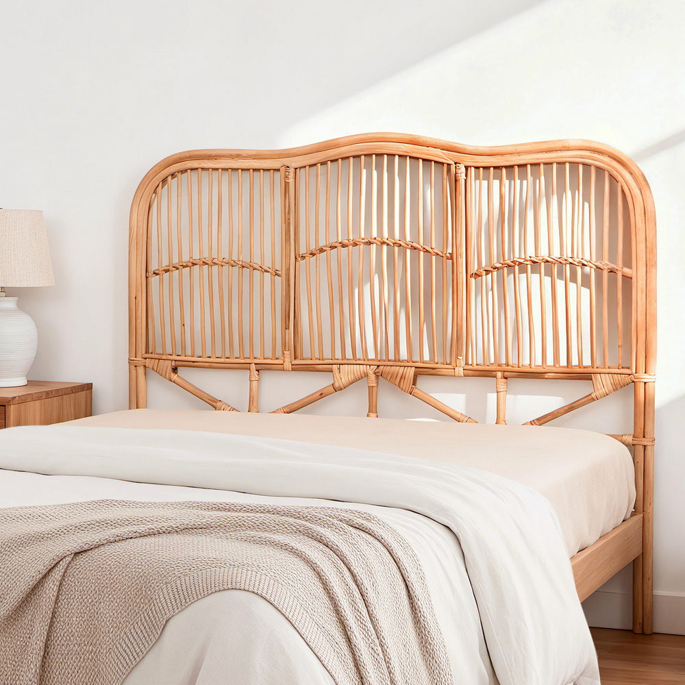 Acapulco Rattan Bed Frame Headboard | Modern Retro Wooden Sturdy Bed Head
