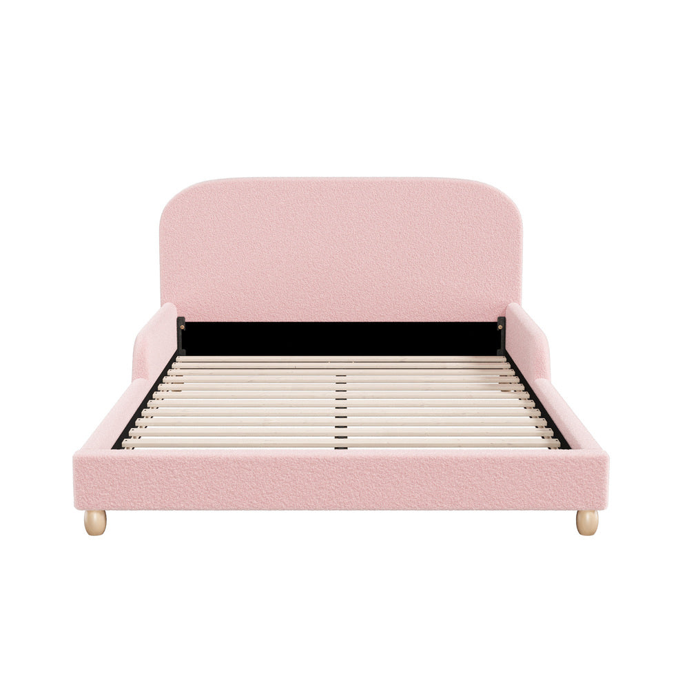Teddy Leo Winged Soft Boucle Kids Bed | Cushioned Premium Boucle Fabric Childrens Bed Frame
