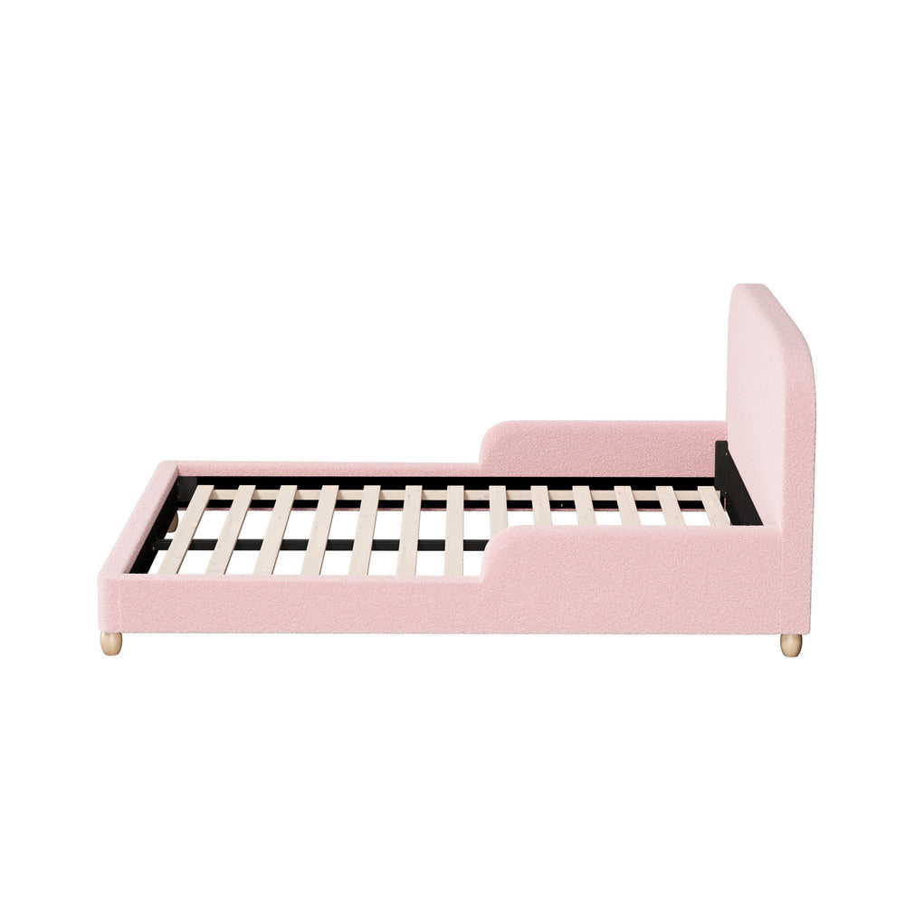 Teddy Leo Winged Soft Boucle Kids Bed | Cushioned Premium Boucle Fabric Childrens Bed Frame