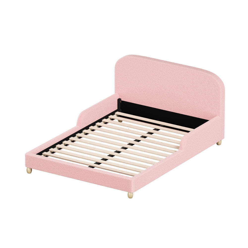 Teddy Leo Winged Soft Boucle Kids Bed | Cushioned Premium Boucle Fabric Childrens Bed Frame