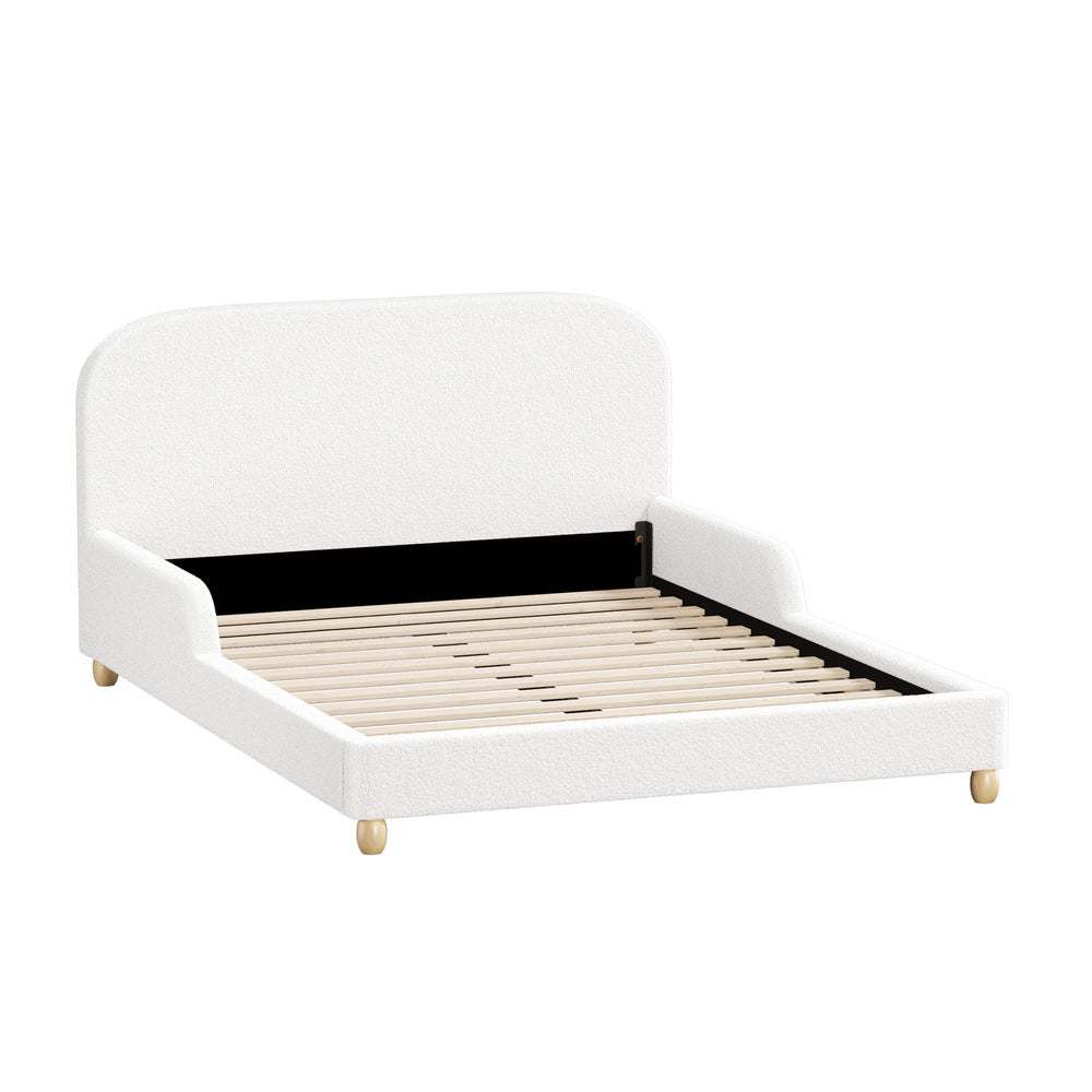 Teddy Leo Winged Soft Boucle Kids Bed | Cushioned Premium Boucle Fabric Childrens Bed Frame
