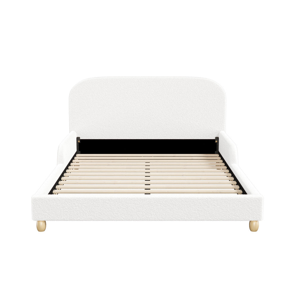 Teddy Leo Winged Soft Boucle Kids Bed | Cushioned Premium Boucle Fabric Childrens Bed Frame