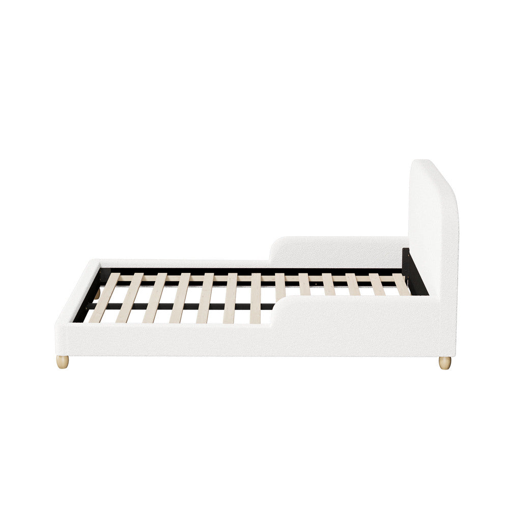 Teddy Leo Winged Soft Boucle Kids Bed | Cushioned Premium Boucle Fabric Childrens Bed Frame