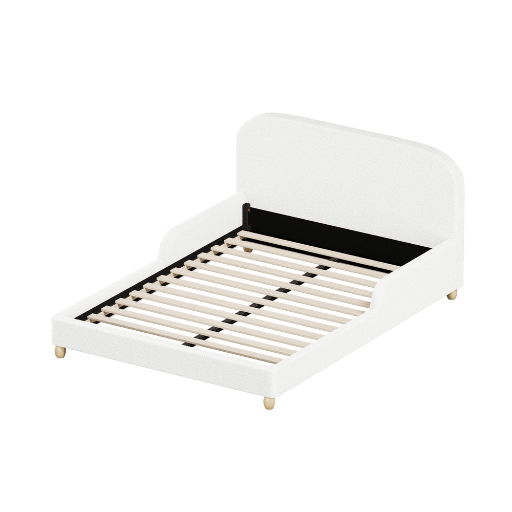 Teddy Leo Winged Soft Boucle Kids Bed | Cushioned Premium Boucle Fabric Childrens Bed Frame