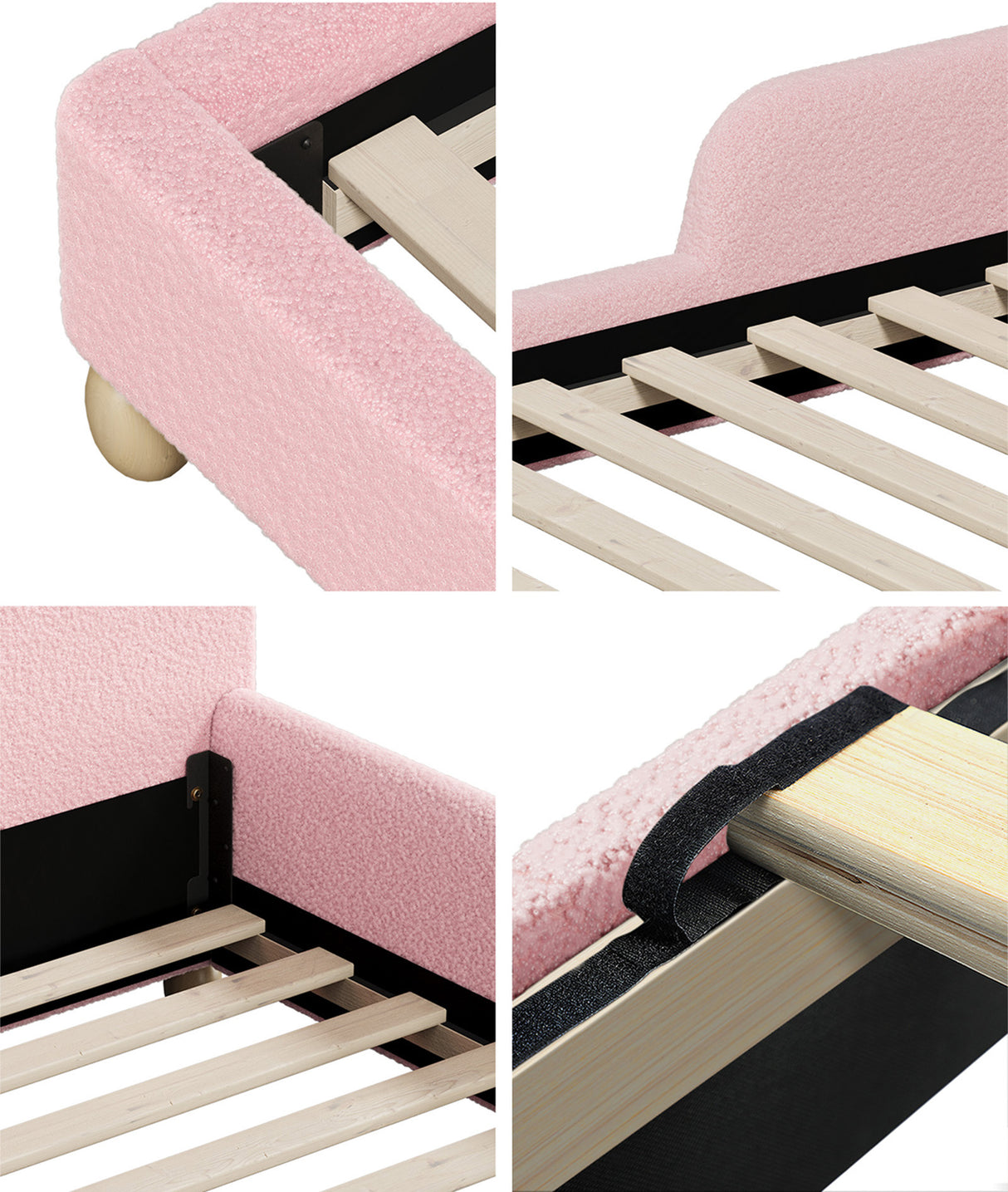 Teddy Leo Winged Soft Boucle Kids Bed | Cushioned Premium Boucle Fabric Childrens Bed Frame