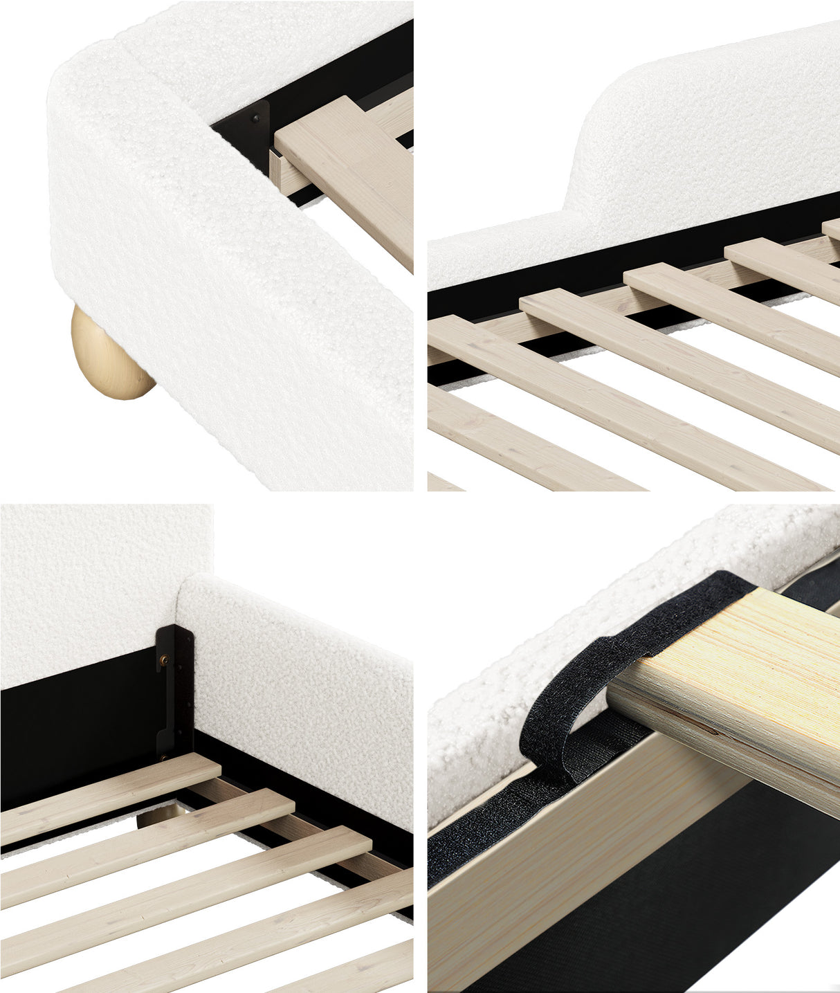 Teddy Leo Winged Soft Boucle Kids Bed | Cushioned Premium Boucle Fabric Childrens Bed Frame