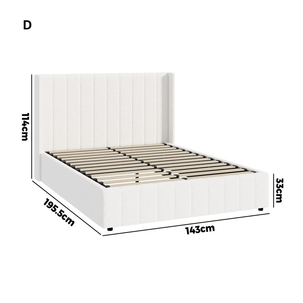 Allure Royale Boucle Fabric Gas Lift Storage Bed | Two In One Bed and Storage Combo Bed Frame in Boucle