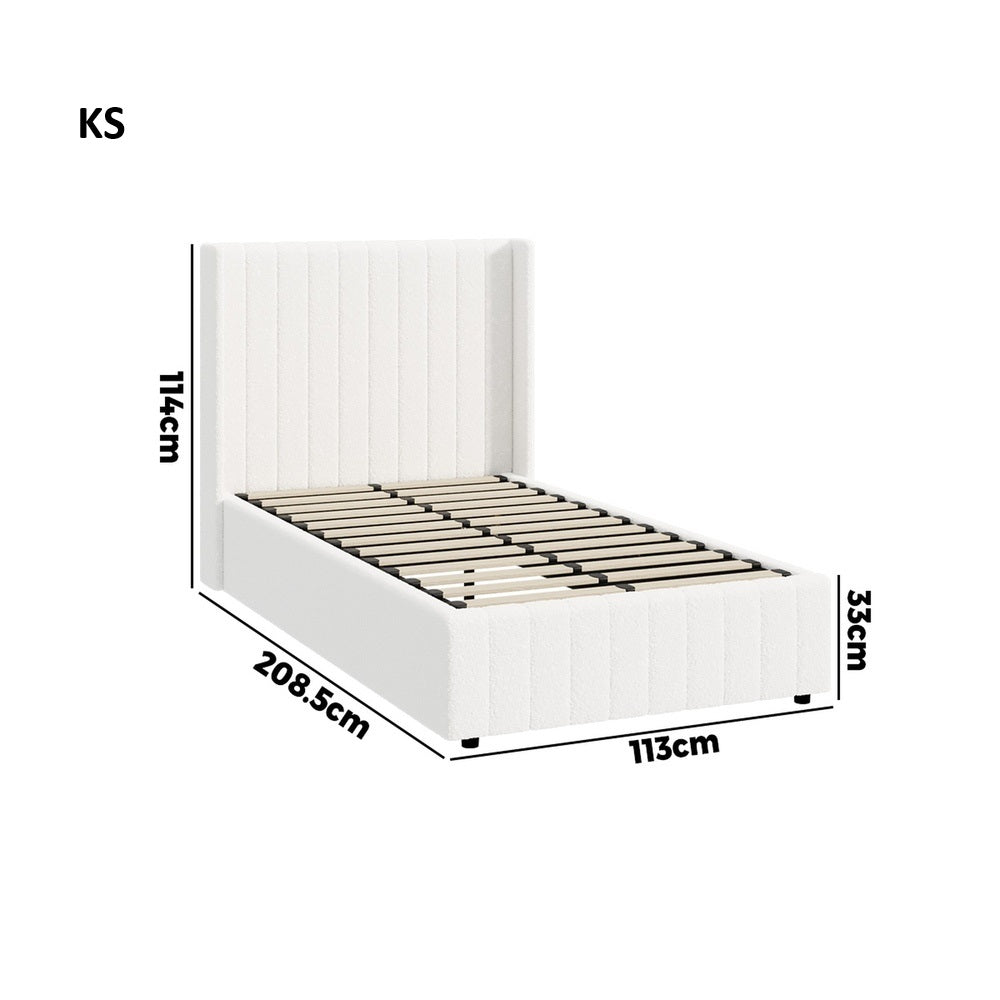 Allure Royale Boucle Fabric Gas Lift Storage Bed | Two In One Bed and Storage Combo Bed Frame in Boucle