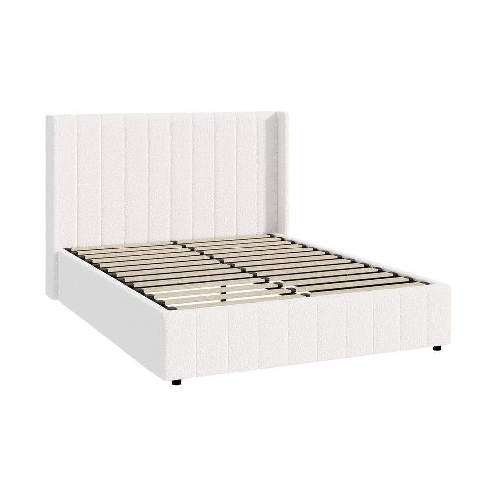 Allure Royale Boucle Fabric Gas Lift Storage Bed | Two In One Bed and Storage Combo Bed Frame in Boucle