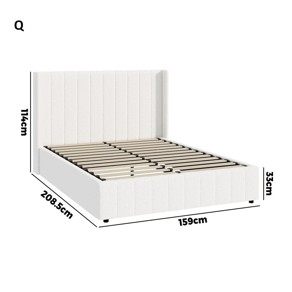 Allure Royale Boucle Fabric Gas Lift Storage Bed | Two In One Bed and Storage Combo Bed Frame in Boucle