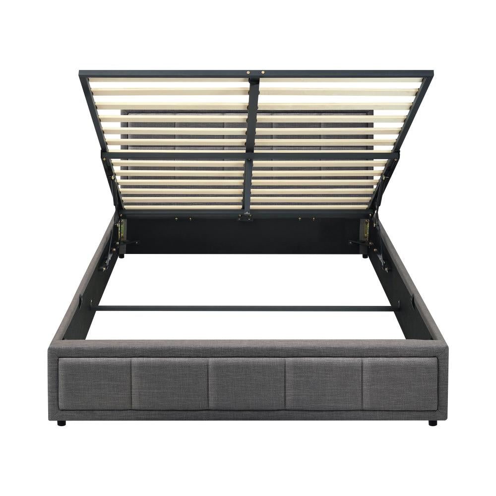 Teddy Milo Grey Fabric Deluxe Gas Lift Storage Bed Frame  | Embossed Fabric Gas Lift Modern Bed