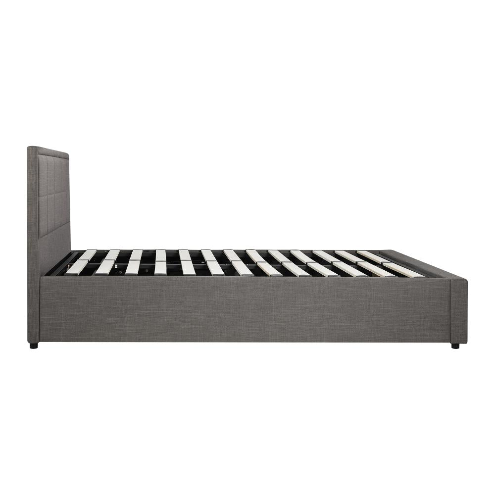 Teddy Milo Grey Fabric Deluxe Gas Lift Storage Bed Frame | Embossed Fabric Gas Lift Modern Bed
