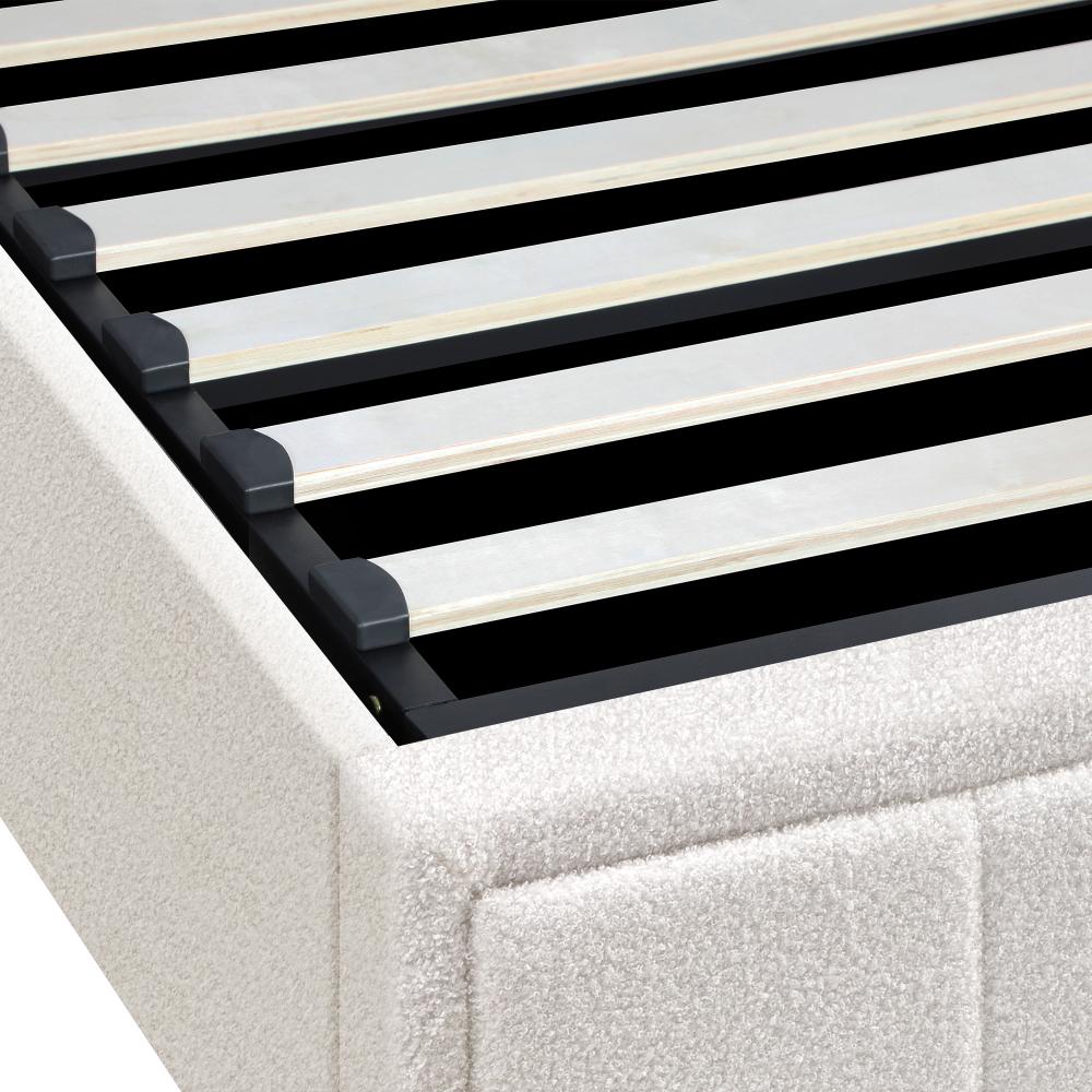 Teddy Milo Boucle Fabric Deluxe Gas Lift Storage Bed Frame  | Embossed Fabric Gas Lift Modern Bed