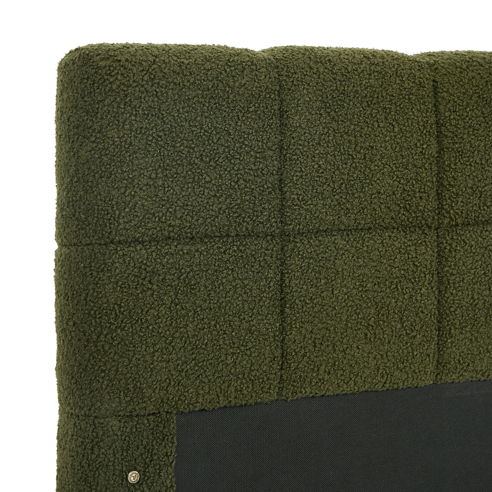 Botelia Green Boucle Low Profile Bed Frame| Luxurious Tufted Premium Fabric Ground Bed