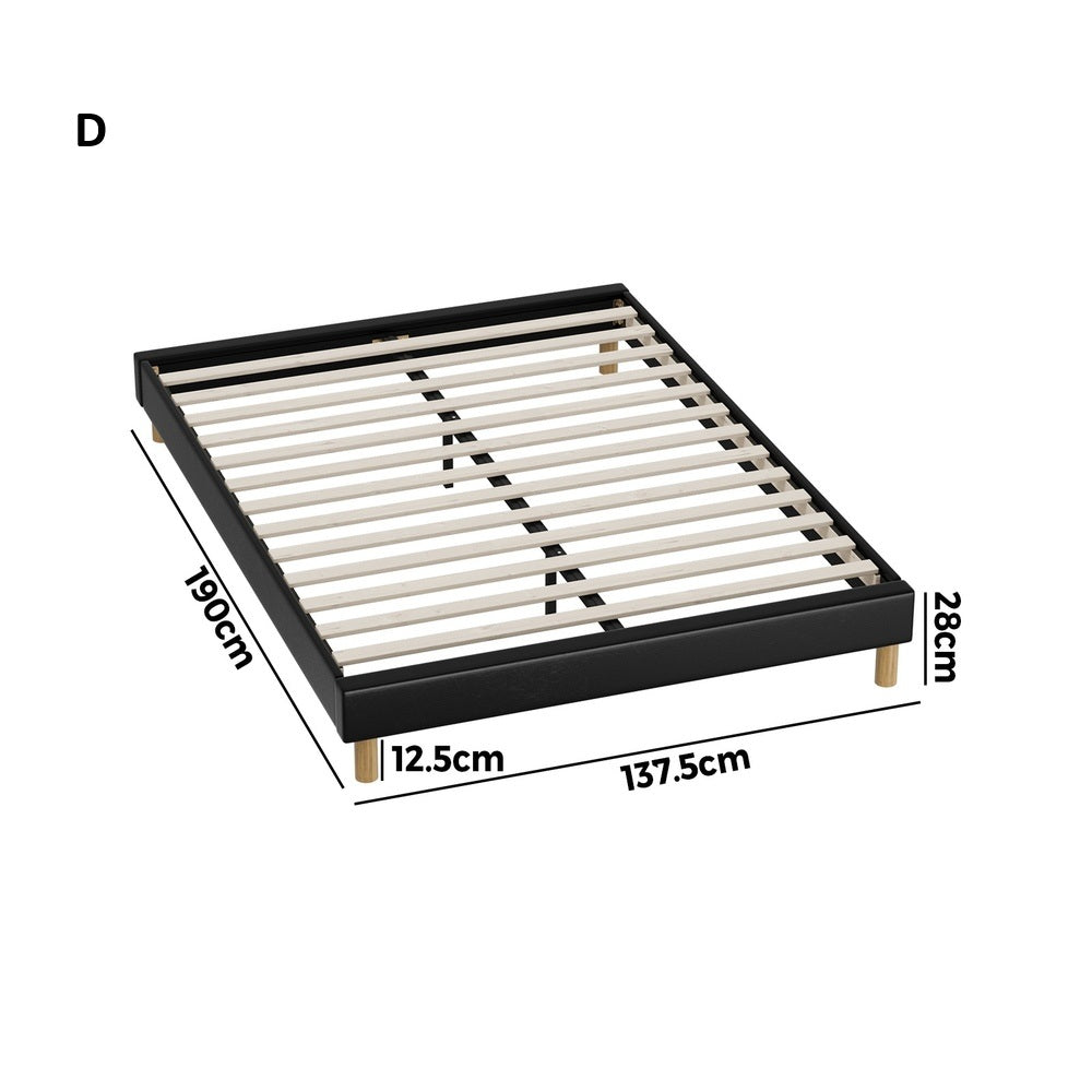 Amalfi Nero Black PU Leather Platform Bed Base | Beautiful Modern PU Leather Bed Base