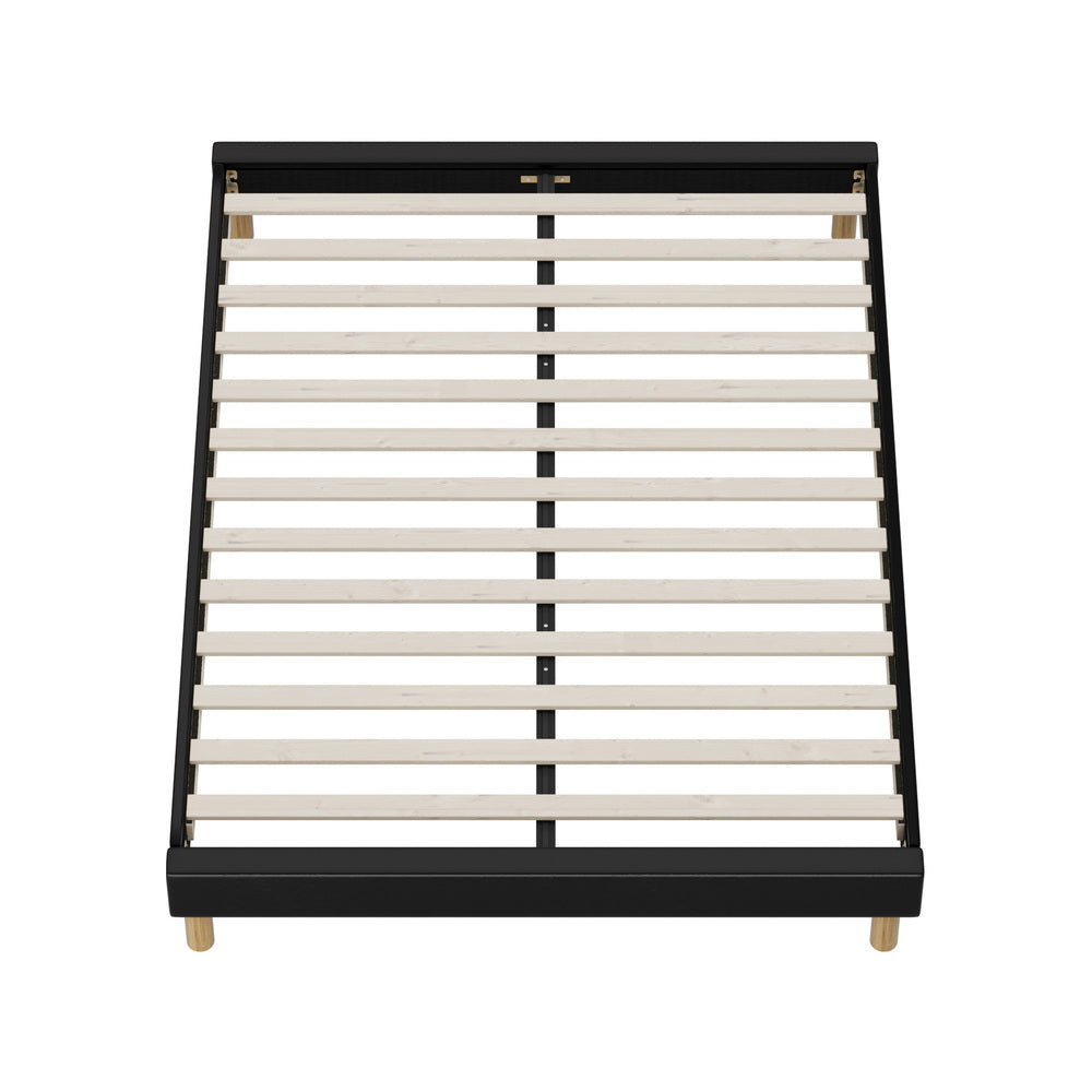 Amalfi Nero Black PU Leather Platform Bed Base | Beautiful Modern PU Leather Bed Base