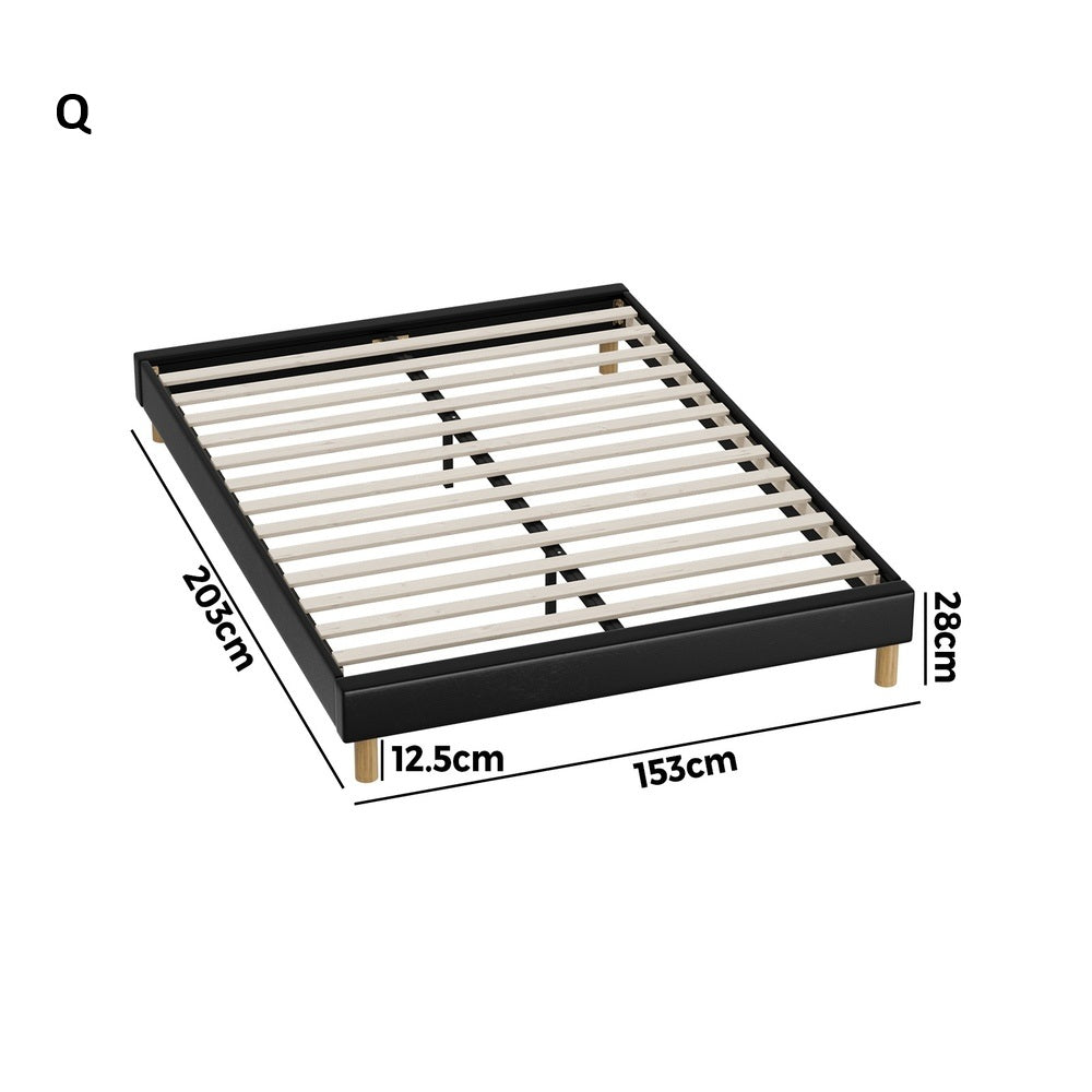 Amalfi Nero Black PU Leather Platform Bed Base | Beautiful Modern PU Leather Bed Base