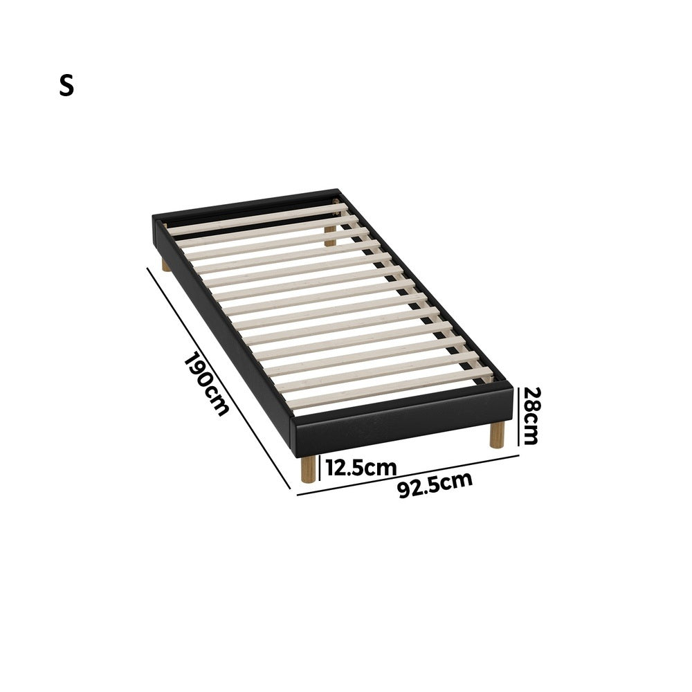 Amalfi Nero Black PU Leather Platform Bed Base | Beautiful Modern PU Leather Bed Base