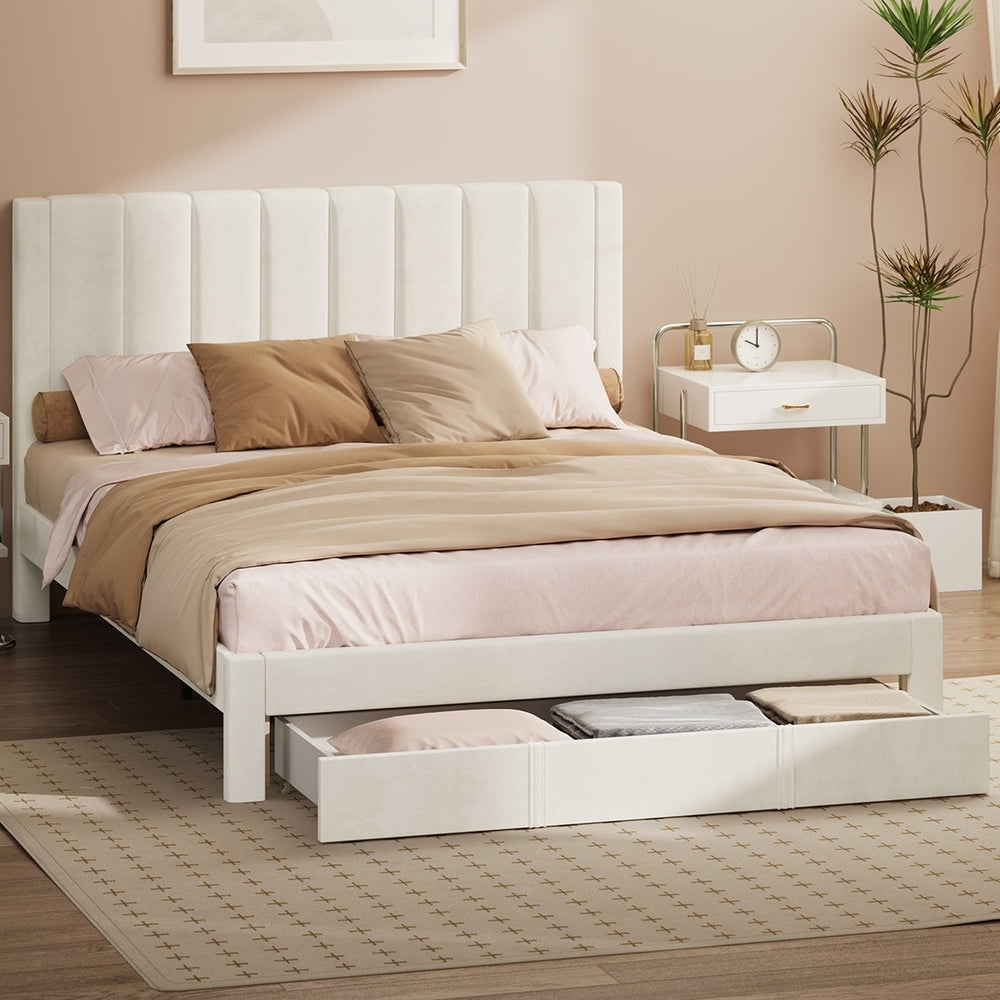 Astoria Plush Velvet Fabric Storage Bed | Prestige Fabric Bed Frame and Storage Drawers