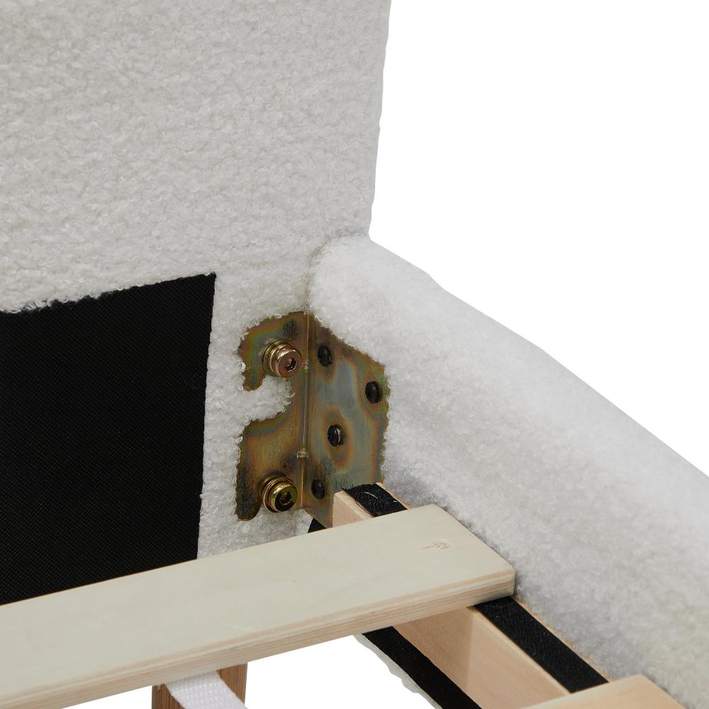 Princess Arial Boucle Fabric Seashell Style Bed Frame | Kids White Soft Touch Boucle Bed