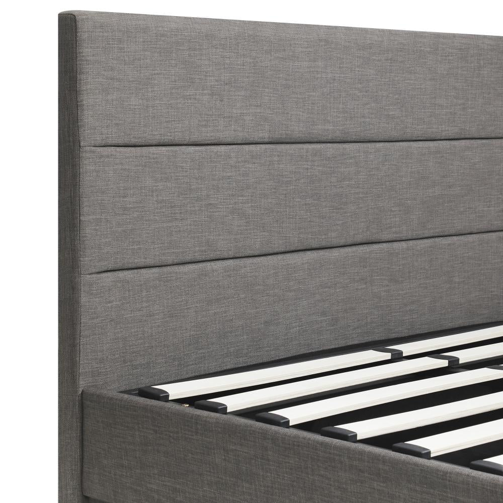 Aria Supreme Luxe Grey Fabric LED Bed Frame | Modern Soft Touch Fabric Gas Lift Storage Bed