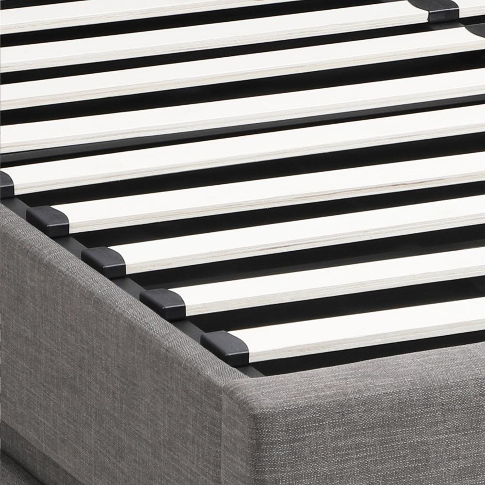 Aria Supreme Luxe Grey Fabric LED Bed Frame | Modern Soft Touch Fabric Gas Lift Storage Bed