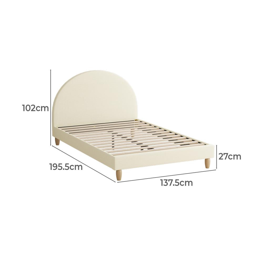 Teddy Millie Beige Fabric Round Bed | Arched Cushioned Touch Beige Upholstered Premium Fabric Bed Frame