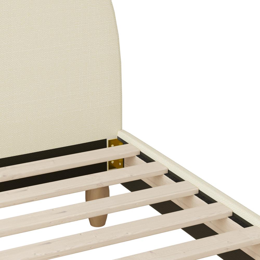 Teddy Millie Beige Fabric Round Bed | Arched Cushioned Touch Beige Upholstered Premium Fabric Bed Frame