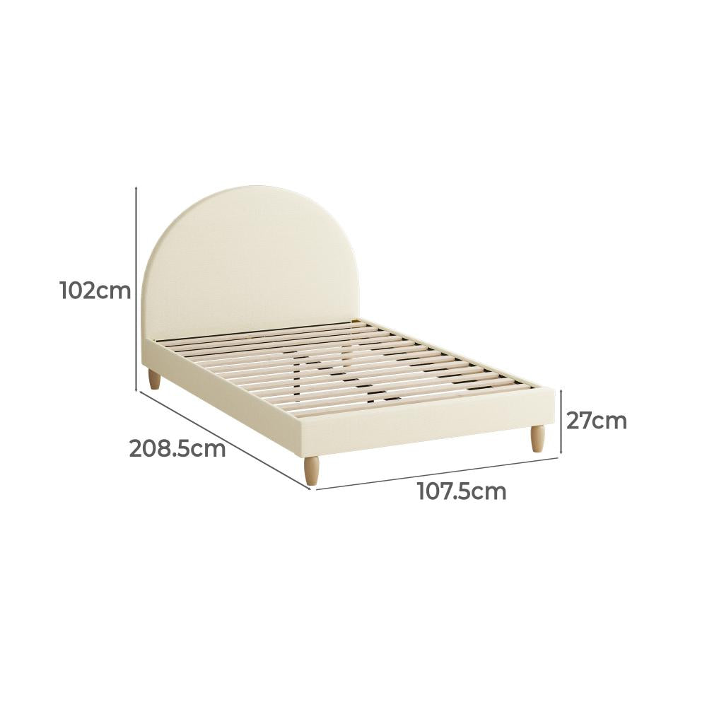 Teddy Millie Beige Fabric Round Bed | Arched Cushioned Touch Beige Upholstered Premium Fabric Bed Frame