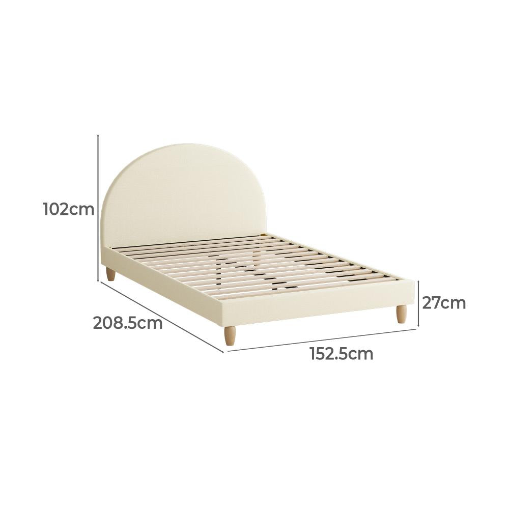 Teddy Millie Beige Fabric Round Bed | Arched Cushioned Touch Beige Upholstered Premium Fabric Bed Frame