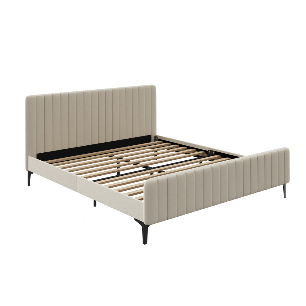 Luxore Velvet Touch Venezia Bed Frame | Modern Premium Soft Plush Beige Velvet Bed