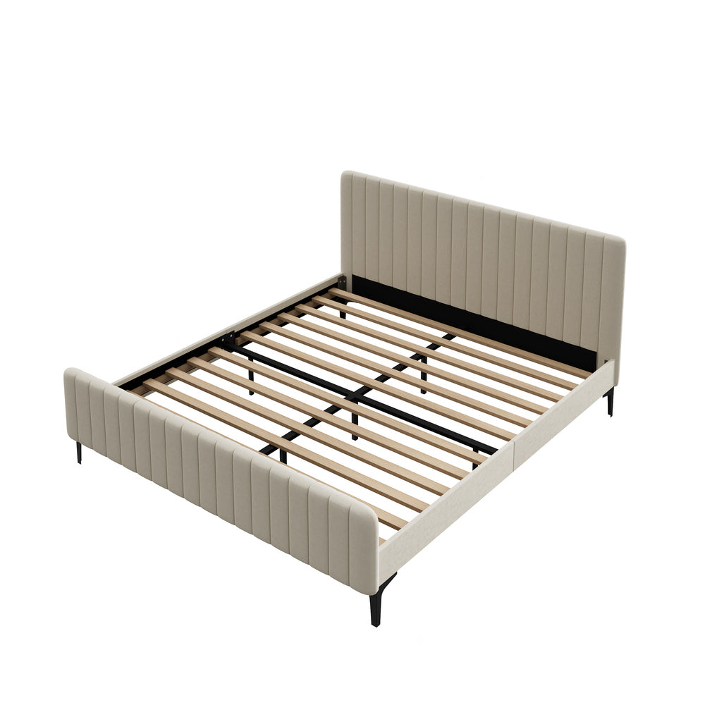 Luxore Velvet Touch Venezia Bed Frame | Modern Premium Soft Plush Beige Velvet Bed