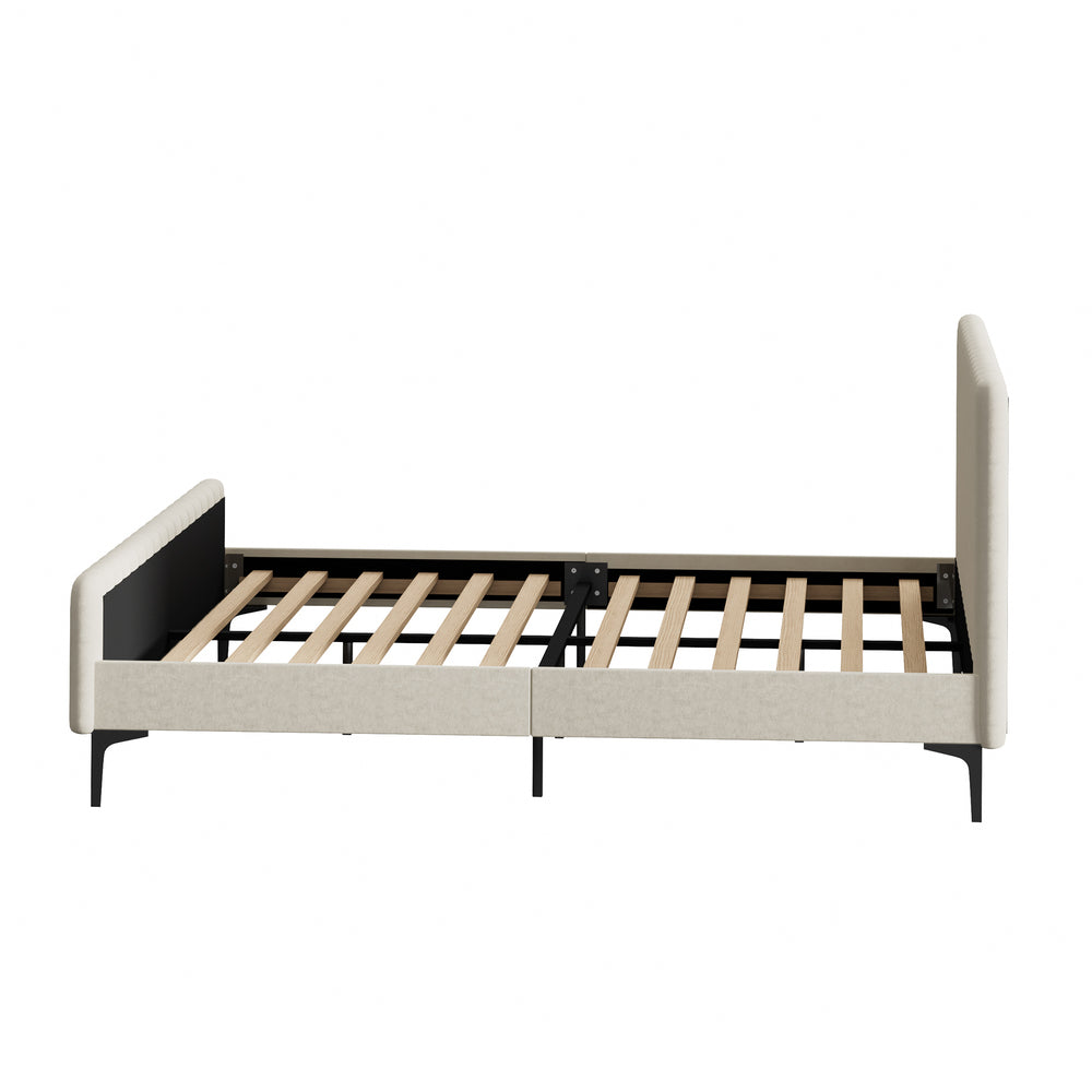 Luxore Velvet Touch Venezia Bed Frame | Modern Premium Soft Plush Beige Velvet Bed