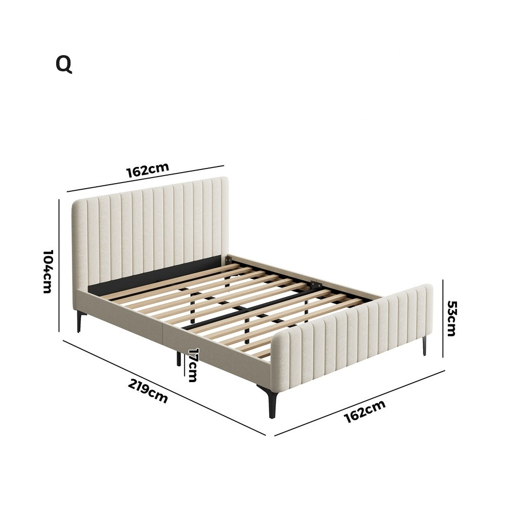 Luxore Velvet Touch Venezia Bed Frame | Modern Premium Soft Plush Beige Velvet Bed