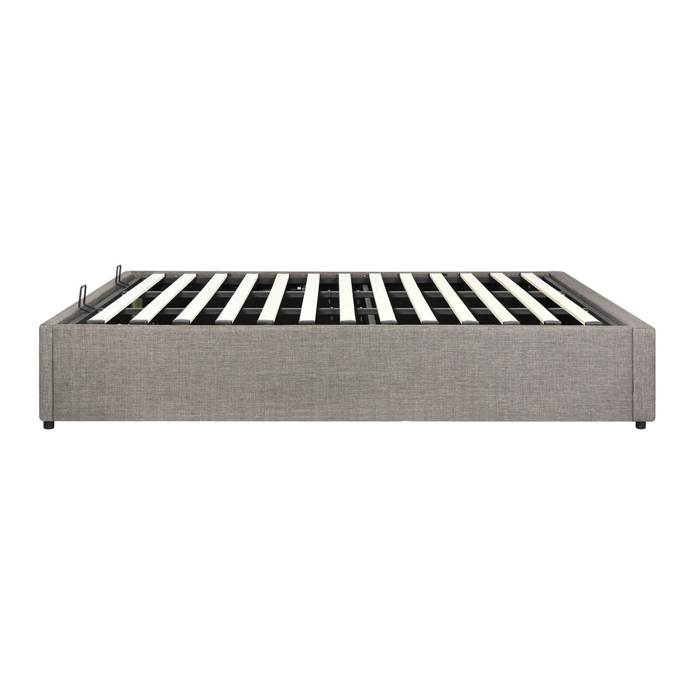 Premium Milano Grey Fabric Platform Bed Base | Two in One Gas Lift Storage Bed Base No Headboard