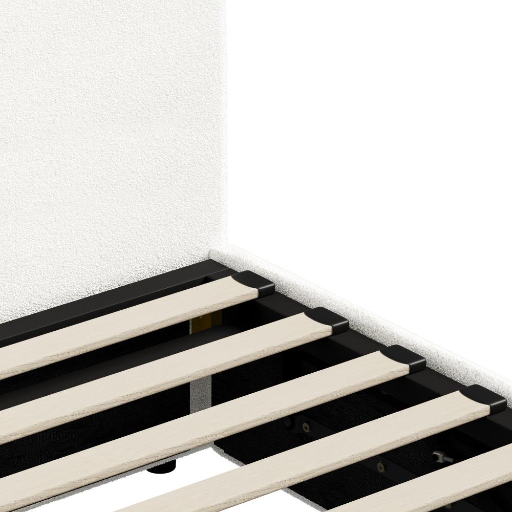 Premium Milano White Boucle Fabric Gas Lift Storage Bed | Two In One Bed and Storage Combo