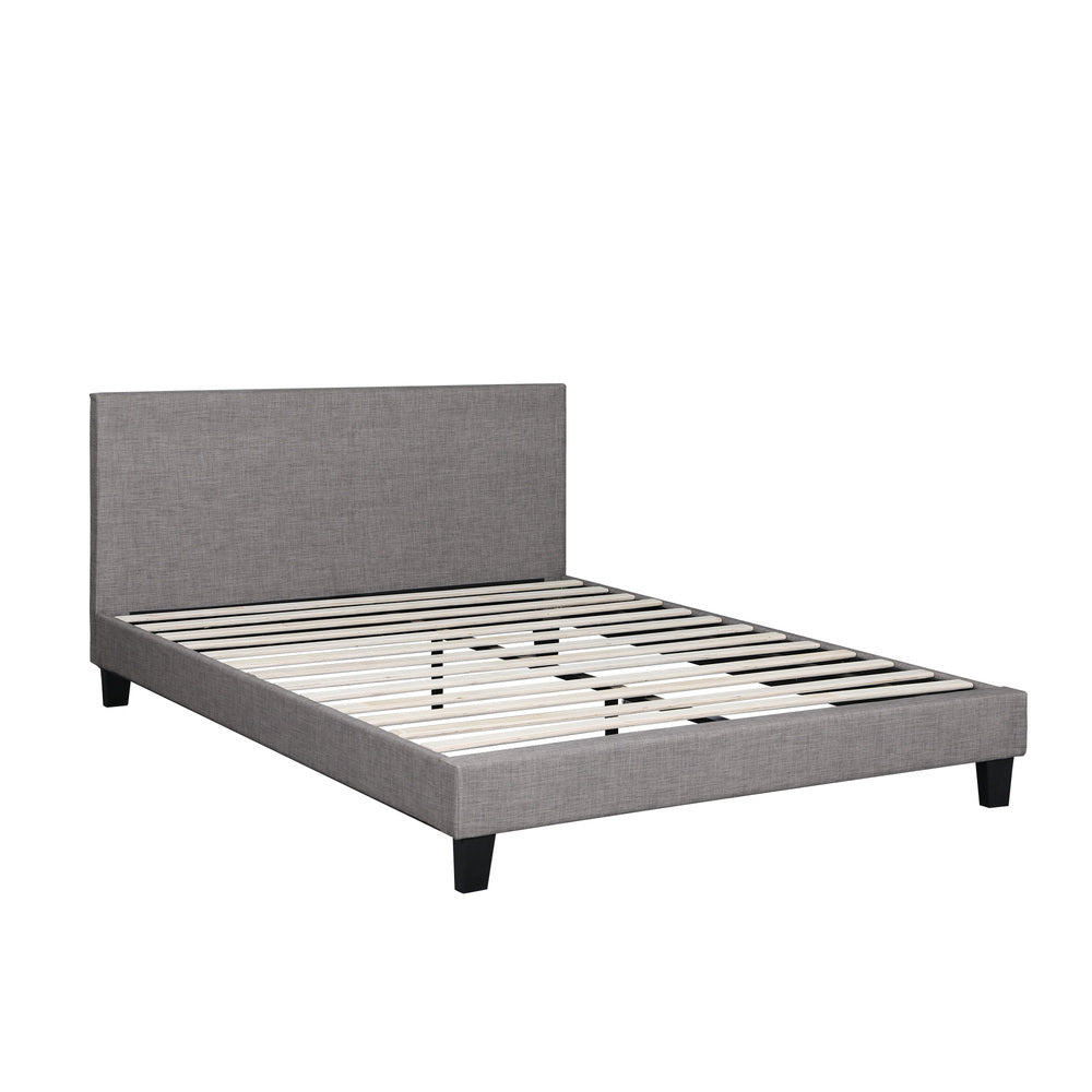 Areno Premium Fabric Slimline Modern Bed | Modern Cushioned Touch Grey Upholstered Bed Frame