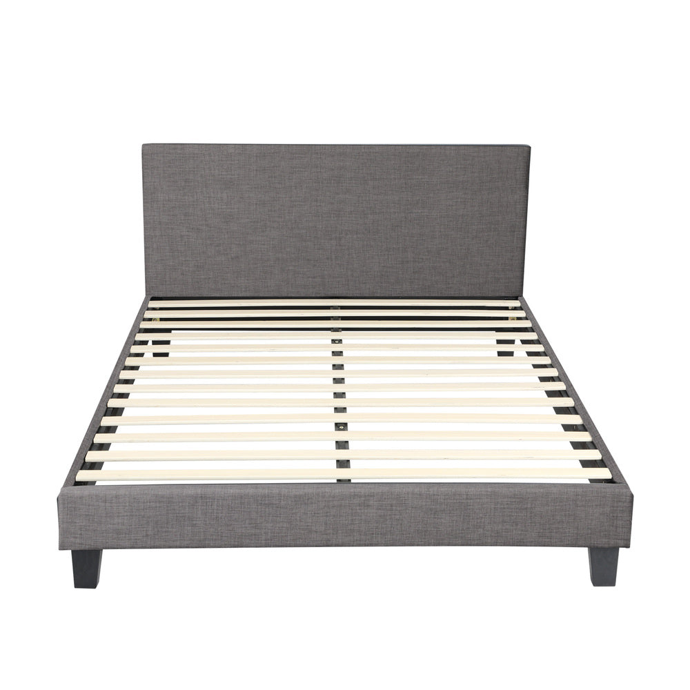 Areno Premium Fabric Slimline Modern Bed | Modern Cushioned Touch Grey Upholstered Bed Frame