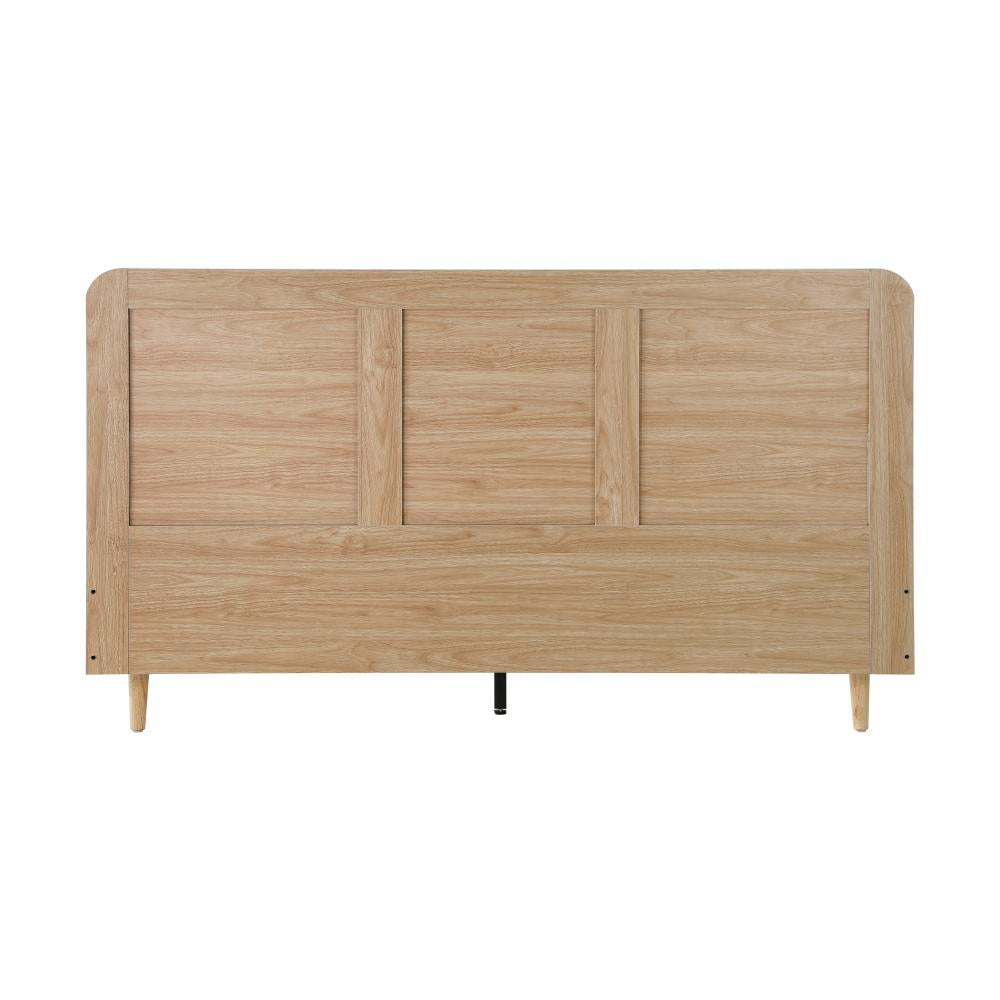 Abruzzi Genuine Rattan Wooden Bed | Modern Elegant Wooden Bed Frame Rattan Headboard