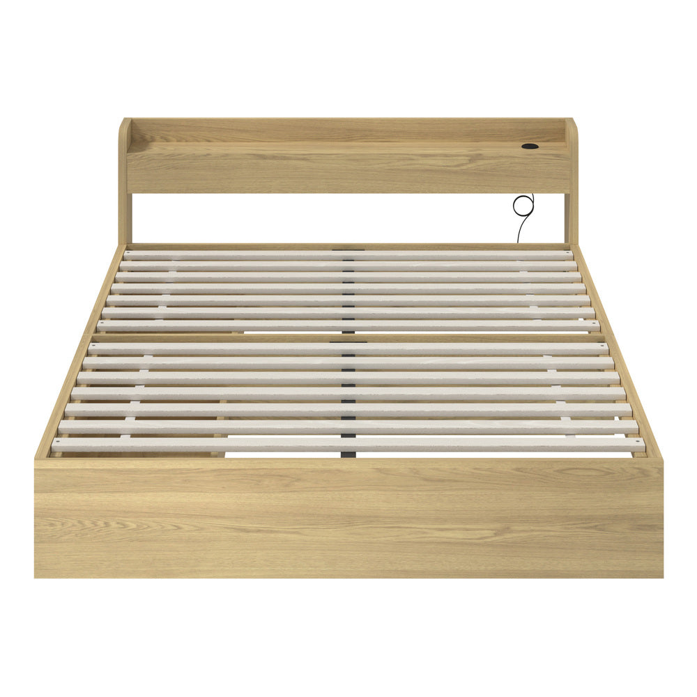 Sorrento 2 Drawer Storage Bed and 2 Charging Ports | Multi Storage Wood Style Bed Frame with USB Chargers